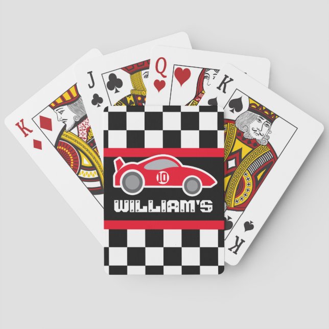 Rote Sportwagen Name Spielkarten (Rückseite)