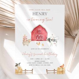 Rote Stalltiere Geburtstagsparty Einladung