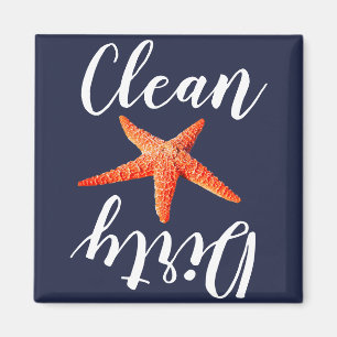 Rote Starfish-u. Marine-saubere schmutzige Magnet