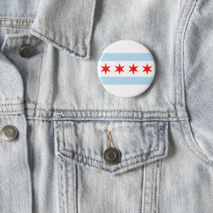 Rote Stars Chicago Flag Blau und Weiße Streifen Button