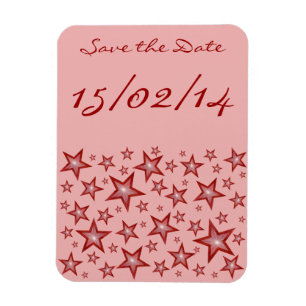 Rote Stars "Save the Date" flexibler Magnet rosa
