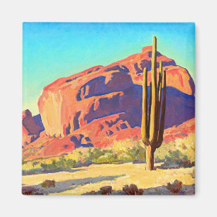Rote Steine und Kakteen von Maynard Dixon Magnet
