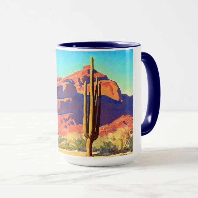 Rote Steine und Kakteen von Maynard Dixon Tasse (VorderseiteRechts)