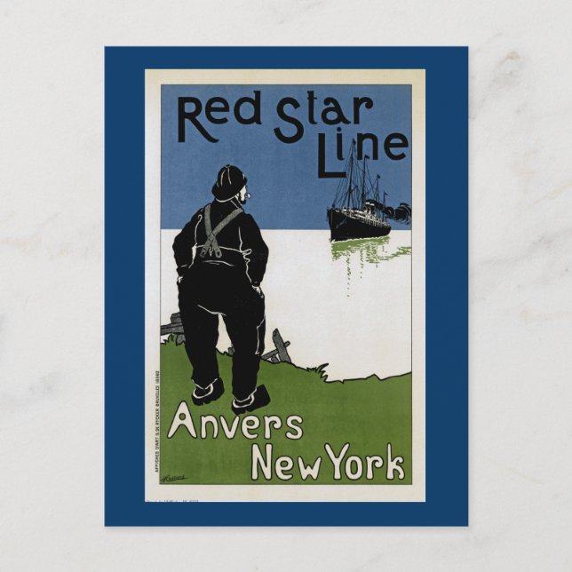 Rote Stern Linie Postkarte (Vorderseite)