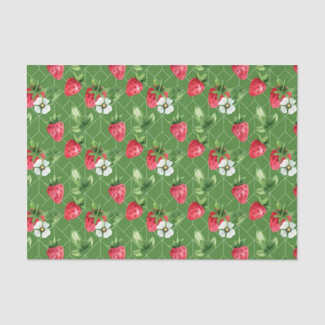 Rote Sternbeeren, weiße Blume Seidenpapier (Vorderseite)