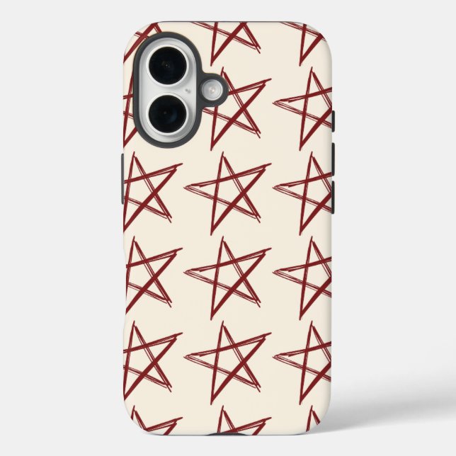 Rote Sterne Ästhetik Cool Vintag iPhone 16 Hülle (Rückseite)