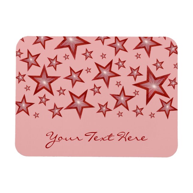 Rote Sterne flexibler Magnet 'Dein Text' rosa (Horizontal)