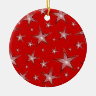 Rote Sterne Ornament rund rot