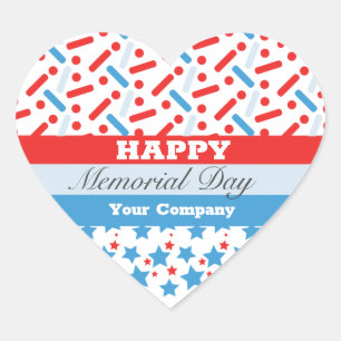 Rote Sterne Sprinkles Memorial Day Event Party Herz-Aufkleber