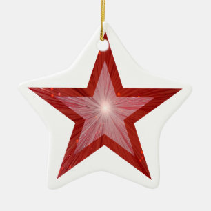 Rote Sterne-Ziersternform weiß Keramik Ornament