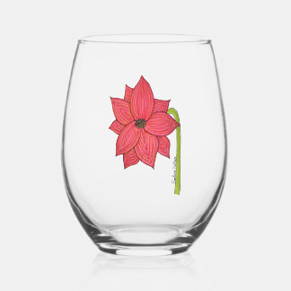 Rote Sternenblume Blank Weinglas Ohne Stiel