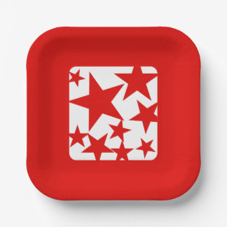 Rote Sternenpapierplatte Pappteller