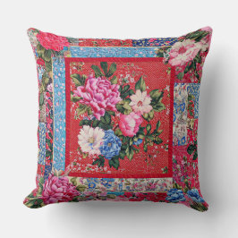 Rote Stickereien Chinoiserie Peony Kissen