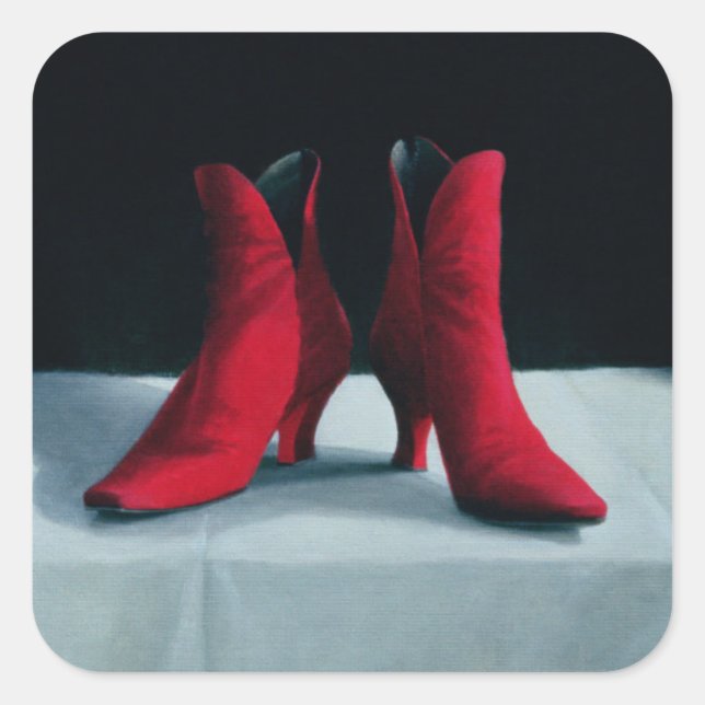 Rote Stiefel 1995 Quadratischer Aufkleber (Vorderseite)