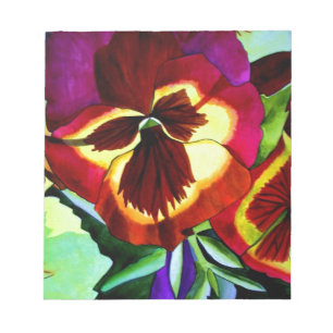 Rote Stiefmütterchen Aquarell Blume Originale Kuns Notizblock
