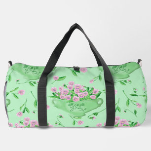 Rote Stiefmütterchen grüne Schüssel und Hintergrun Duffle Bag