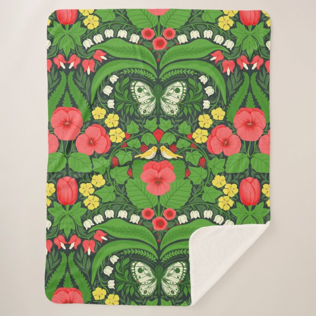 Rote Stiefmütterchen, Vögel und Schmetterlinge Sherpadecke (Vorderseite)