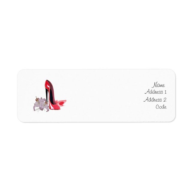 Rote Stiletto Schuhe und Lilien-Rückgabezeichen (Vorne)