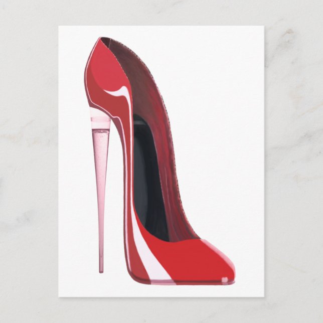 Rote Stiletto-Schuhkunst Postkarte (Vorderseite)