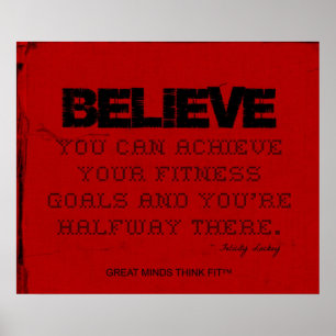 Rote Stoff-Schwarz-Faden-Fitness glauben Poster