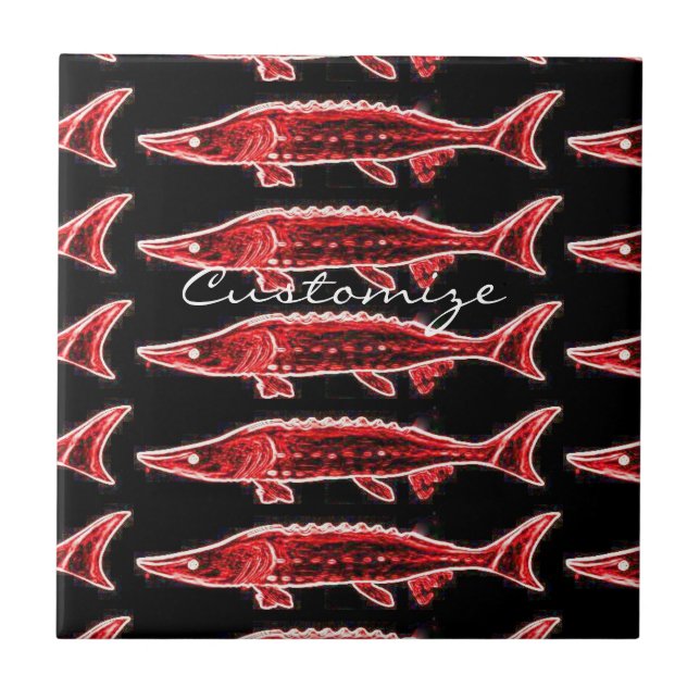 Rote Störe unter Wasser schwimmen Thunder_Cove Fliese (Vorderseite)
