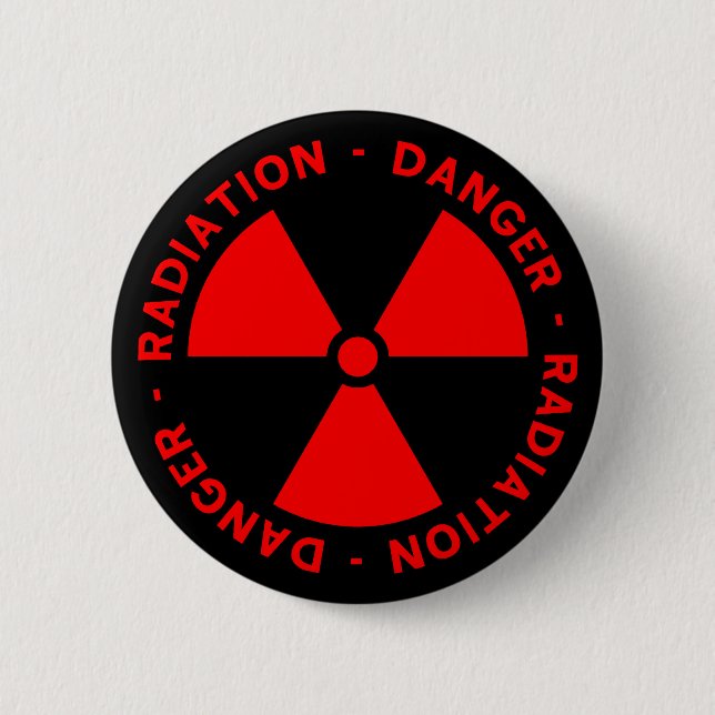 Rote Strahlungs-warnender Knopf Button (Vorderseite)