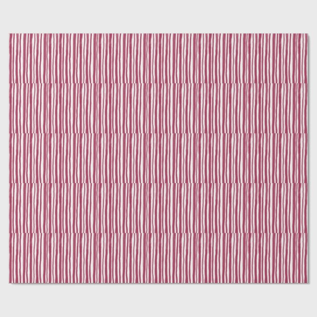 Rote Streifen Bordeaux  Geschenkpapier (Flach)
