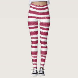 Rote Streifen Bordeaux  Leggings