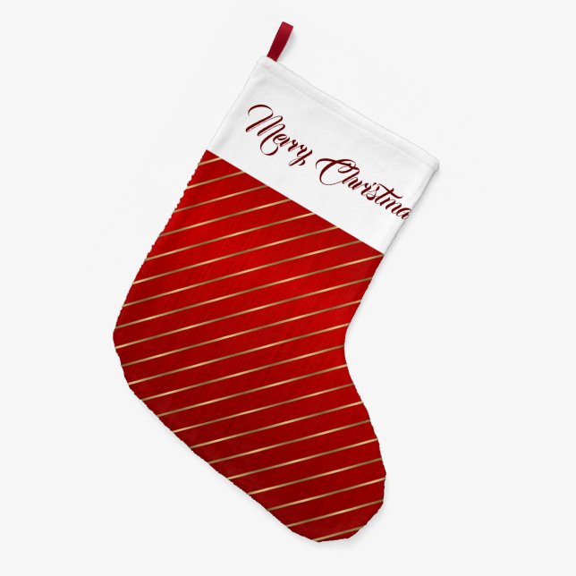 Rote Streifen Großer Weihnachtsstrumpf (Vorderansicht (hängend))