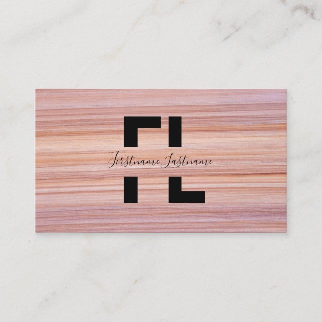 Rote Streifen Marmoroberfläche, eleganter monogram Visitenkarte (Vorderseite)