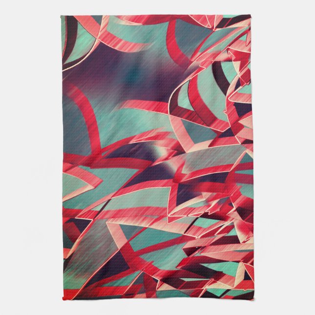 Rote Streifen über grau oder blau, tropfte Bilder Geschirrtuch (Vertikal)