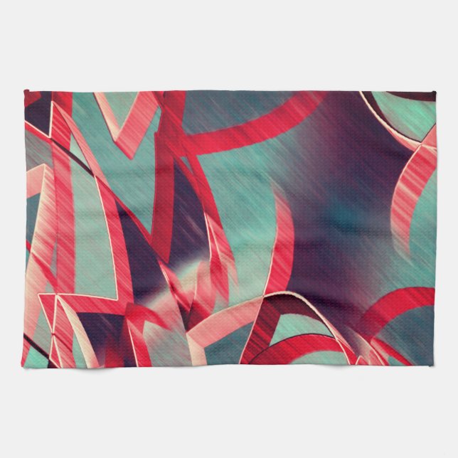 Rote Streifen über grau oder blau, tropfte Bilder Geschirrtuch (Horizontal)