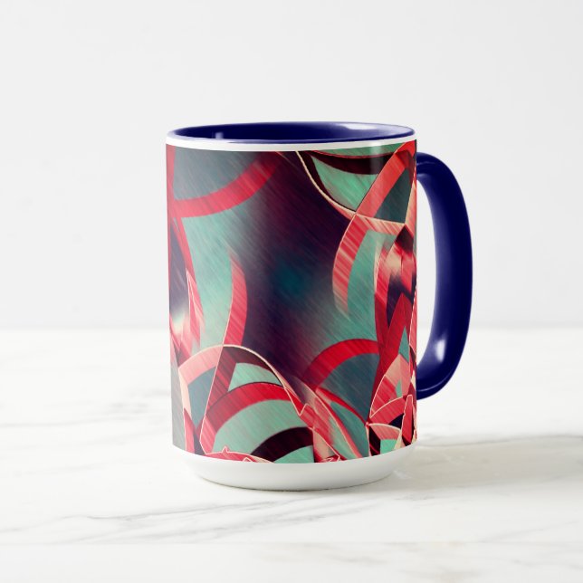 Rote Streifen über grau oder blau, tropfte Bilder Tasse (VorderseiteRechts)