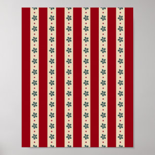 Rote Streifen und Blumen Poster