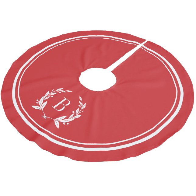 Rote Streifen und Kürbisröcke Polyester Weihnachtsbaumdecke (Schrägansicht)