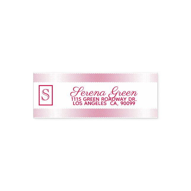 Rote Streifen und Monogramm Permastempel (Design)