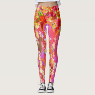 Rote Sukkulenten-Sedum-Blüten auf verbranntem Oran Leggings
