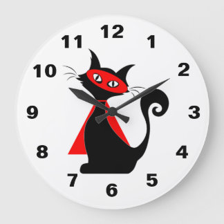 Rote Superkatzen-Uhr Große Wanduhr