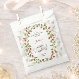 Rote süße Erdbeer-Wildblumen-Kranz-Baby-Party Geschenktütchen