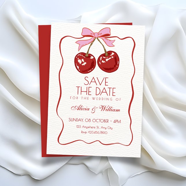 Rote süße Kirsche Hochzeit Save The Date (Von Creator hochgeladen)