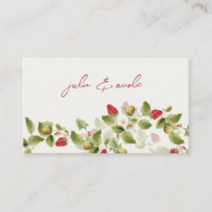 Rote süße wilde Erdbeerblüten Hochzeit Platzkarte