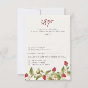 Rote Süße Wilde Erdbeerblüten Hochzeit RSVP Karte