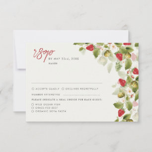 Rote Süße Wilde Erdbeerblüten Hochzeit RSVP Karte