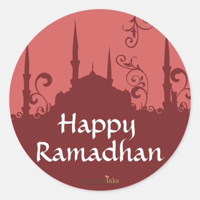 Rote Swirt-Moschee-Sticker Runder Aufkleber (Vorderseite)