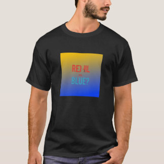 Rote Tablette oder Blau T-Shirt