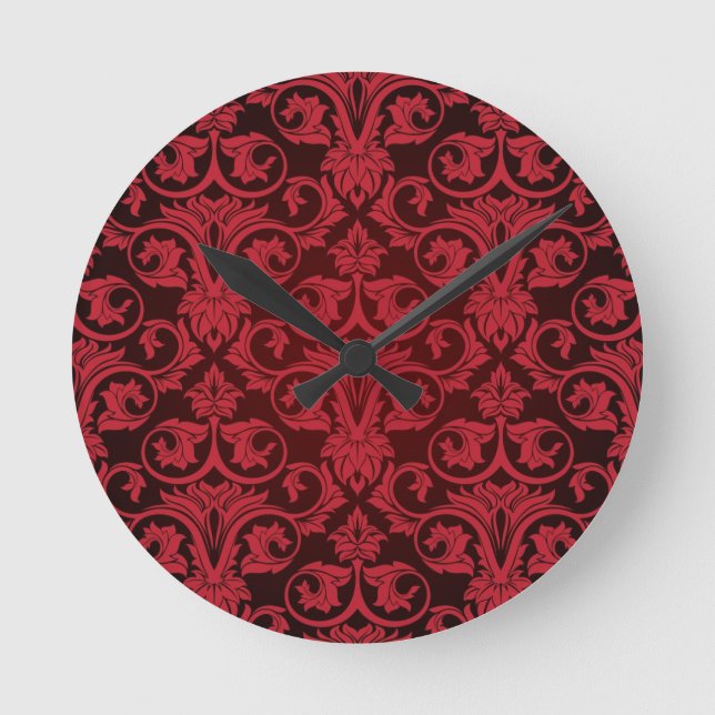 Rote Tapete 2 Runde Wanduhr (Vorderseite)