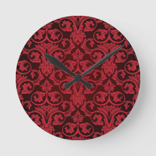 Rote Tapete 2 Runde Wanduhr