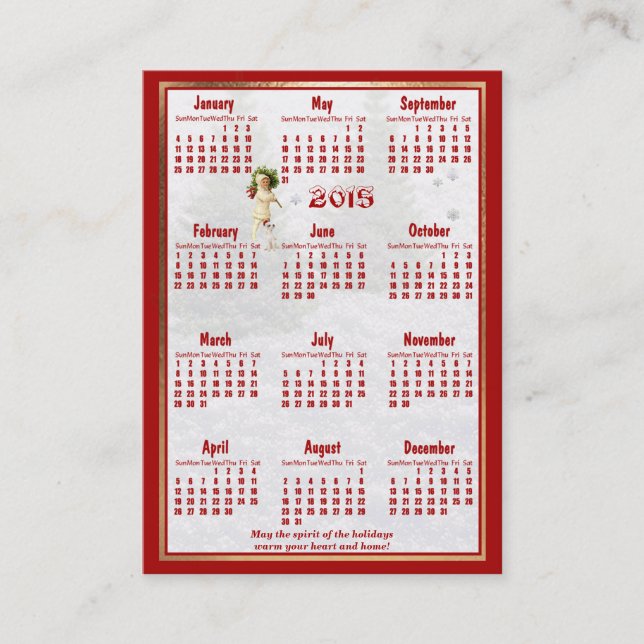 Rote Taschen-Kalender-Visitenkarte der Visitenkarte (Vorderseite)