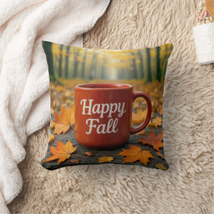 Rote Tasse für einen glücklichen Fall Kissen