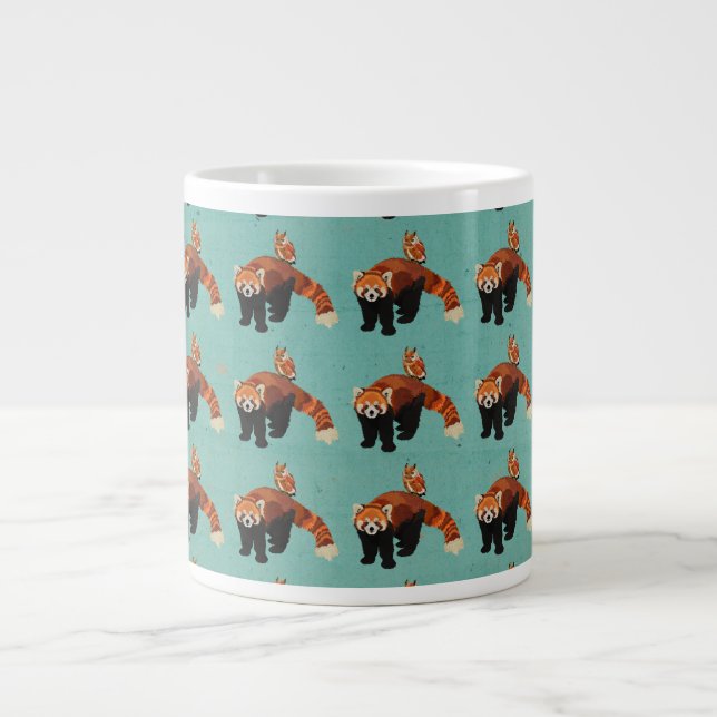 Rote Tasse Panda & Owl (Vorderseite)